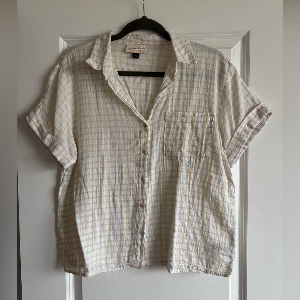 Universal Thread Yellow and White Striped Shirt